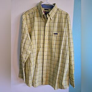 Chaps Yellow & Blue Plaid Button-Up Size L